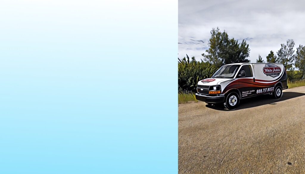 van used for window washing and exterior siding cleaning for White Pebble Cleaning company in Wainwright